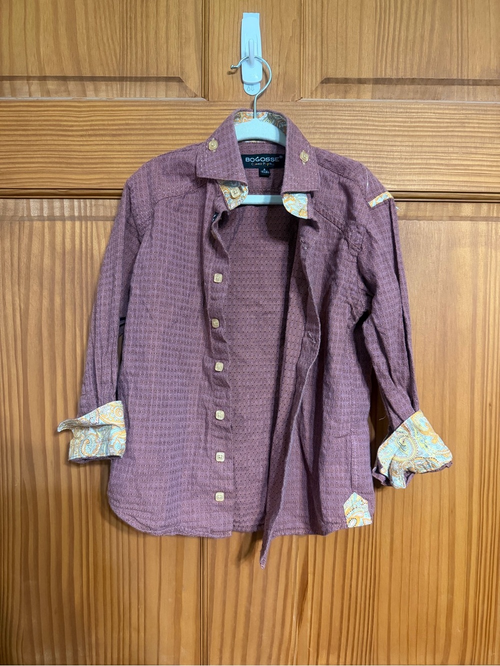 Toddler 4t BOGOSSE Shirt with Paisley Trim - Dusty Plum 4T